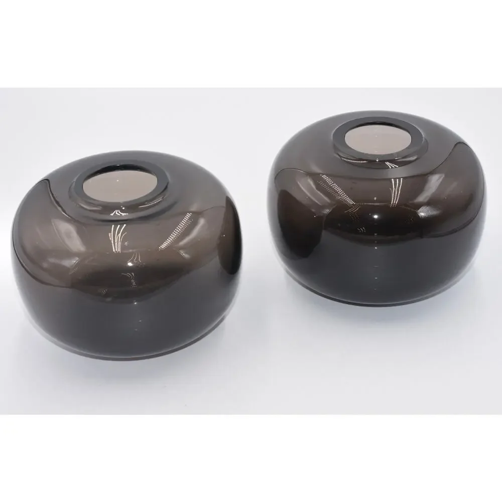 Villeroy & Boch Vintage 1970s, Minimalist Round Art Glass Orb Vase 2pc Set